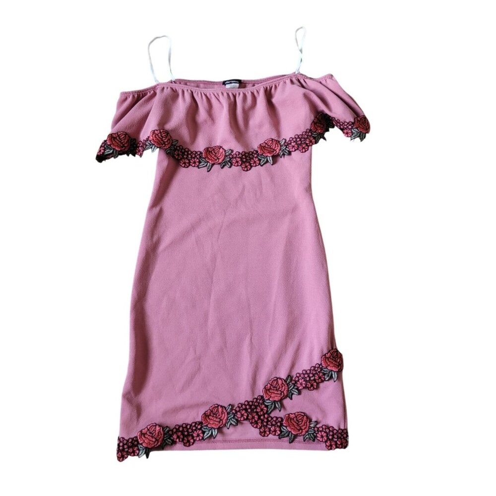 NWT Fashion Magazine Women's Hispanic Pink Cold Shoulder Bodycon Mini Dress SZ M